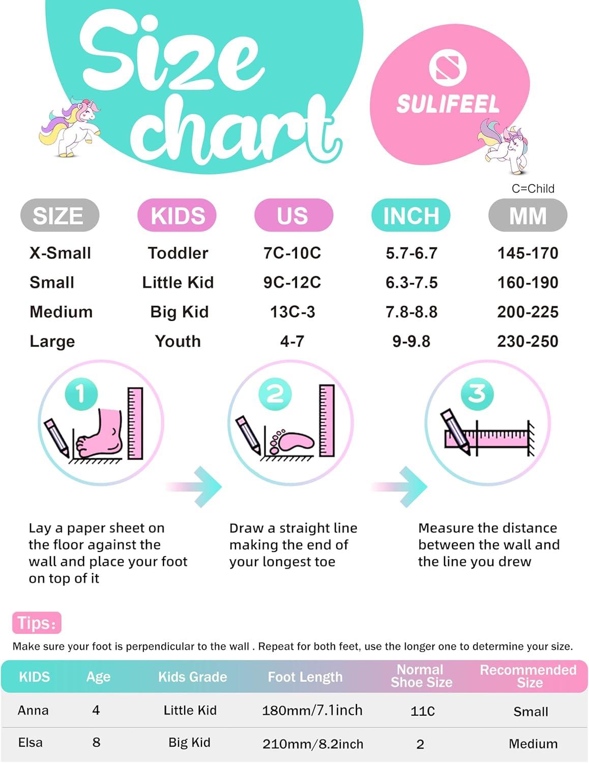 SULIFEEL Rainbow Unicorn 4 Size Adjustable Light up Roller Skates for Girls Boys for Kids