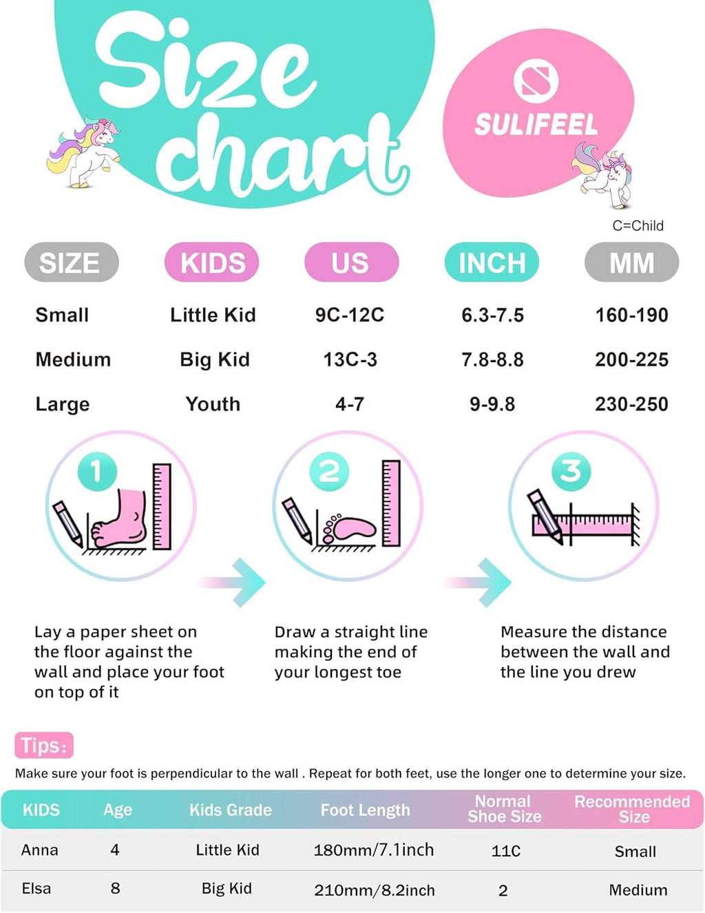 SULIFEEL Rainbow Unicorn Inline Skates for Girls Boys 4 Size Adjustable Light up Wheels Skates for Kids Beginner