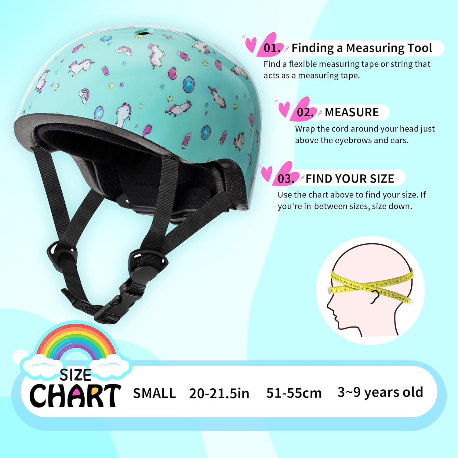 SULIFEEL Kids Bike Helmet for Boys and Girls Adjustable Toddler Skateboard Helmet for Multi-Sports Scooter Cycling Roller Skating Unicorn Stars