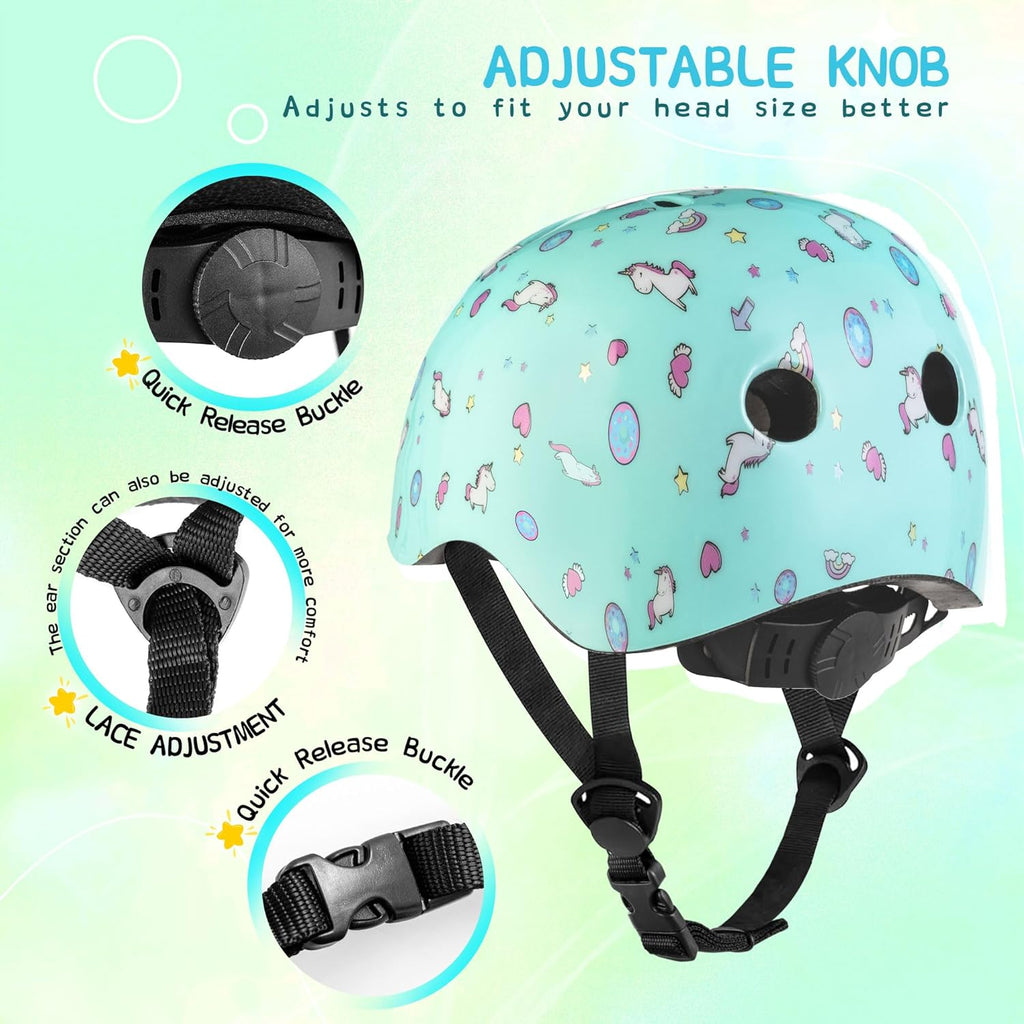 SULIFEEL Kids Bike Helmet for Boys and Girls Adjustable Toddler Skateboard Helmet for Multi-Sports Scooter Cycling Roller Skating Unicorn Stars