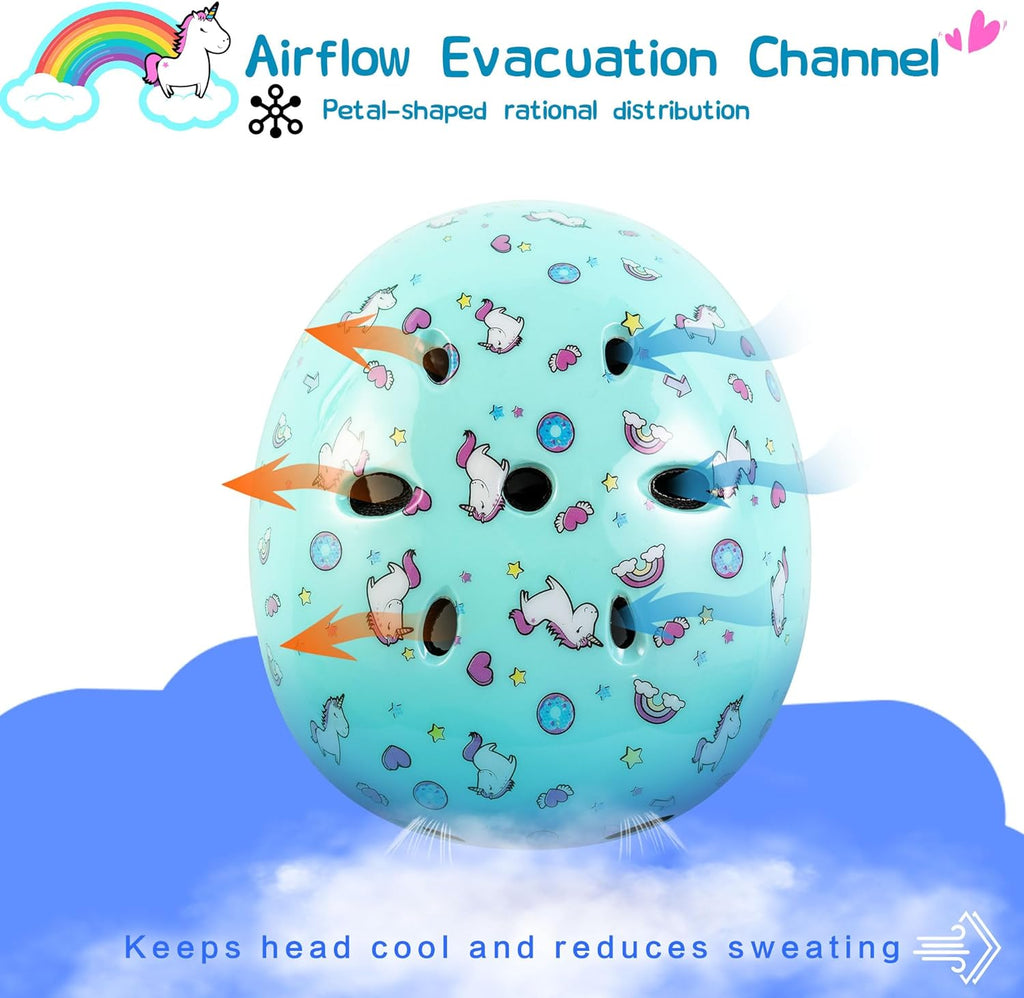 SULIFEEL Kids Bike Helmet for Boys and Girls Adjustable Toddler Skateboard Helmet for Multi-Sports Scooter Cycling Roller Skating Unicorn Stars