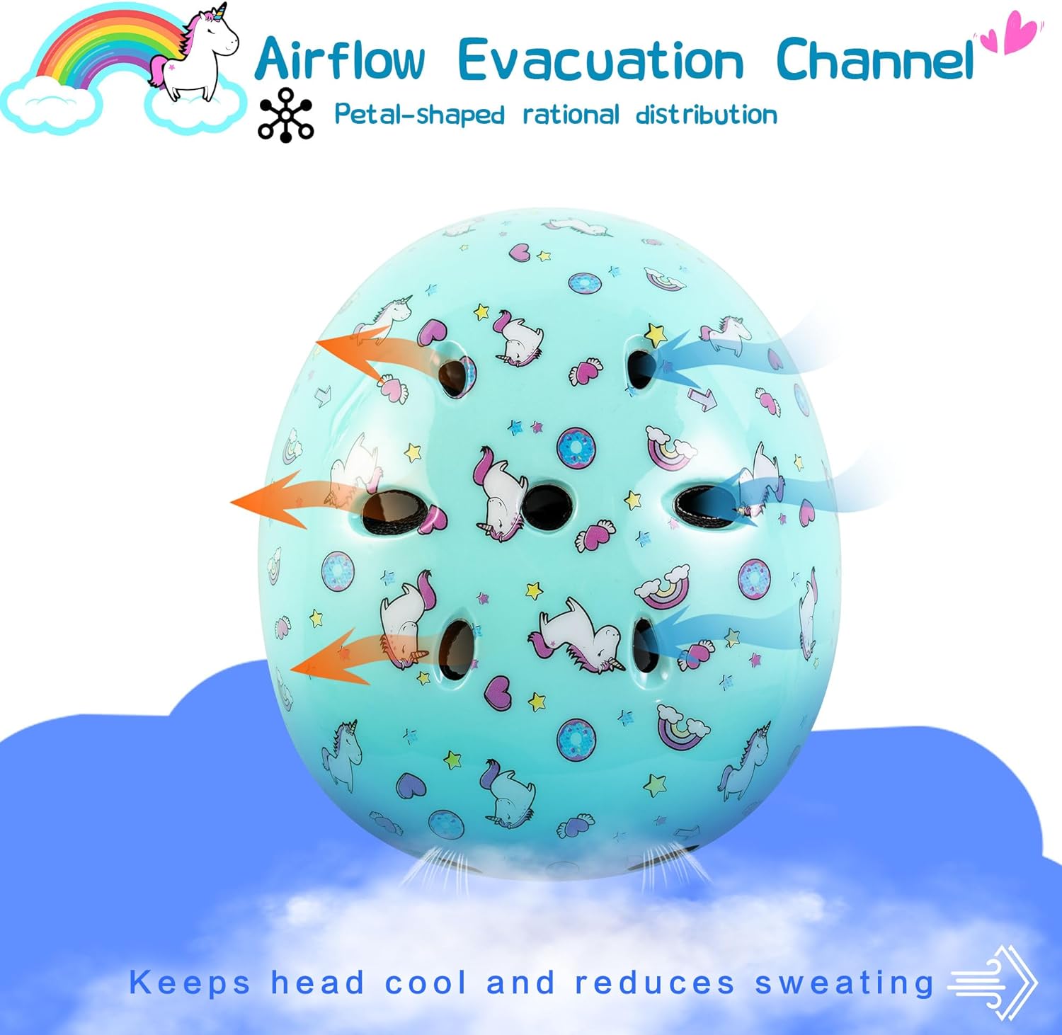 SULIFEEL Kids Bike Helmet for Boys and Girls Adjustable Toddler Skateboard Helmet for Multi-Sports Scooter Cycling Roller Skating Unicorn Stars