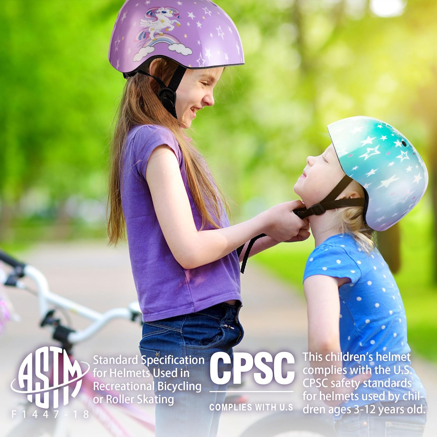 SULIFEEL Kids Bike Helmet for Boys and Girls Adjustable Toddler Skateboard Helmet for Multi-Sports Scooter Cycling Roller Skating Unicorn Stars