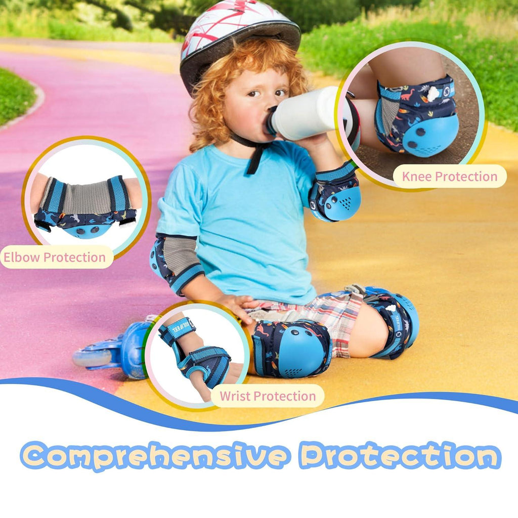 SULIFEEL Rainbow Unicorn Knee Pads for Kids Knee Elbow Pads Wrist Guards with Drawstring Bag Adjustable Protective Gear Set for Girls Roller Skating Bike Cycling Skateboard Scooter Green Small